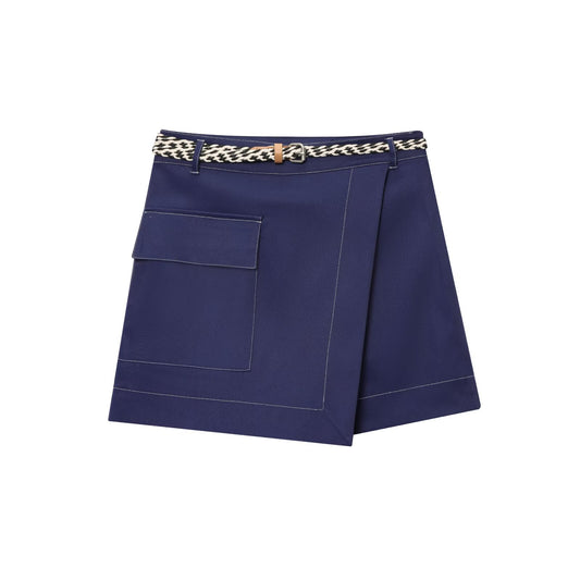Maeve | Cargo Shorts Navy High Waisted Pocket Detail Wrap Style