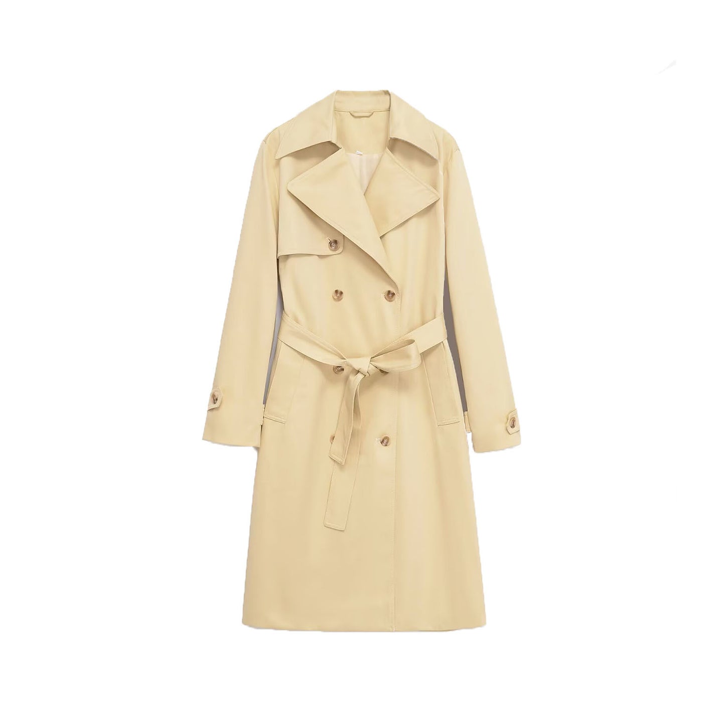 Hana | Elegant Belted Trench Coat Cream Long