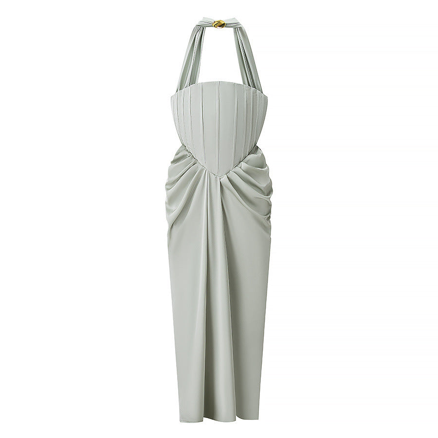 Jemima | Corset Halter Neck Maxi Dress