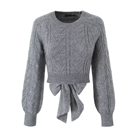 Opal | Casual Cropped Knitted Top Cream Cable Knit Long Sleeve