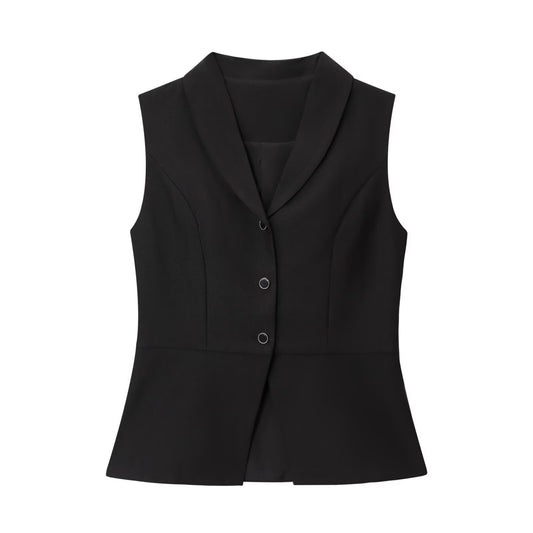 Sia | Smart Casual Sleeveless Blazer Cream Fitted Peplum