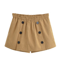 Eva | Paperbag Waist Decorative Button Front Shorts