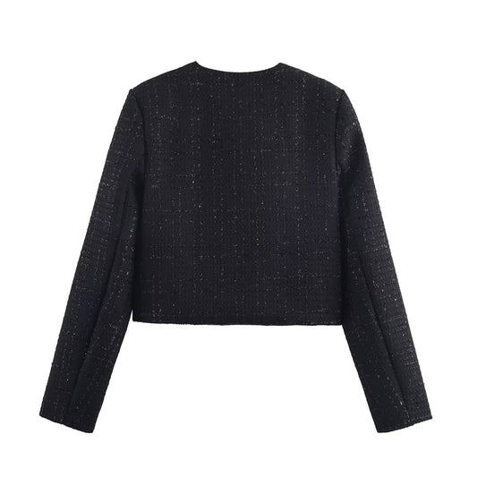 Audrey | Black Bouclé Gold Button Jacket Co-ord