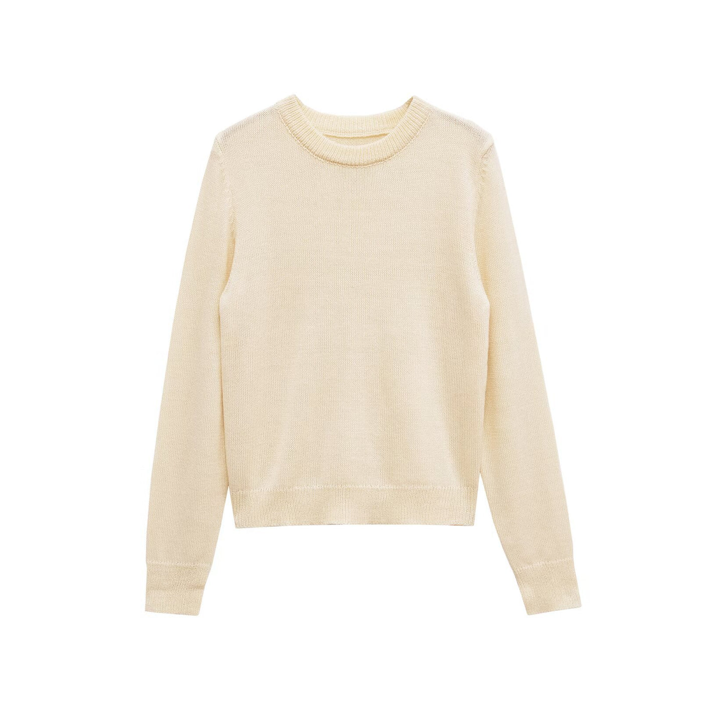 Esme | Crew Neck Ribbed Long Sleeve Relaxed Cropped Knit Top