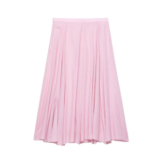 Tallulah | Elegant Pleated Midi Skirt Pink A Line Flowy