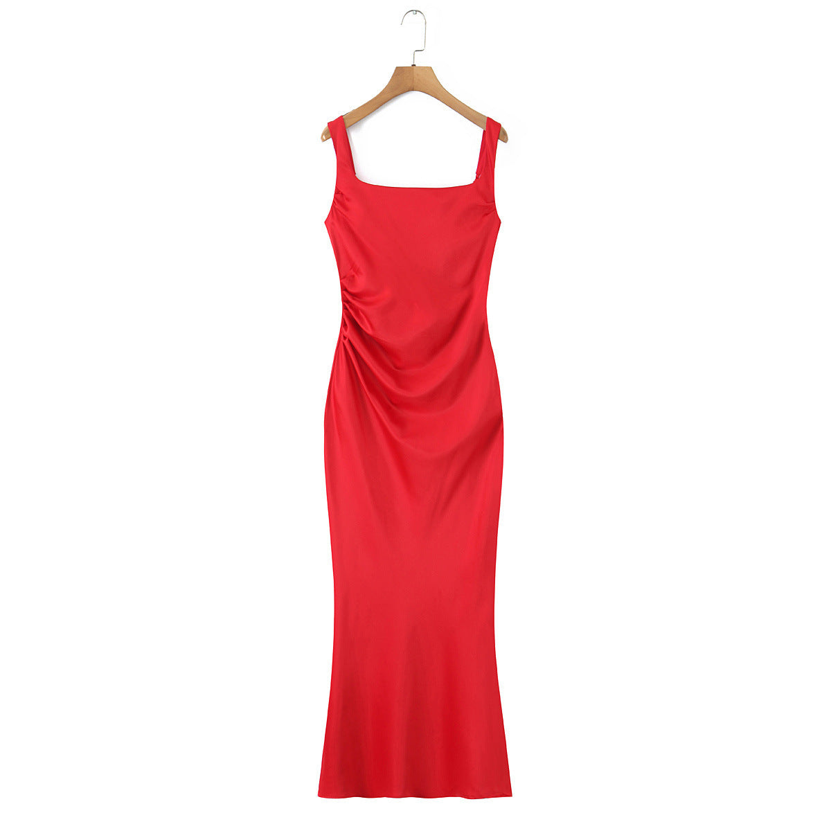 Liora | Cowl Neck Satin Maxi Slip Dress - Red