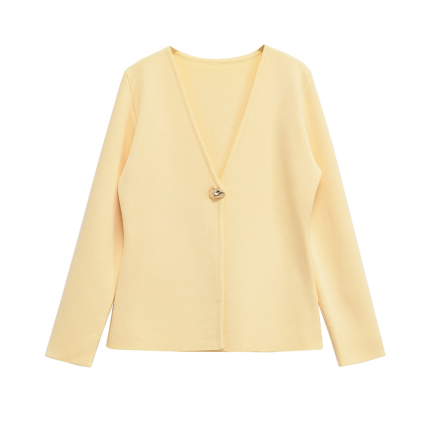 Mila | Deep V-Neck Gold Button Centre Seam Cropped Knit Cardigan