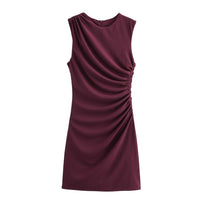 Yasmine | Asymmetric Neck Side Ruching Sleeveless Bodycon Mini Dress