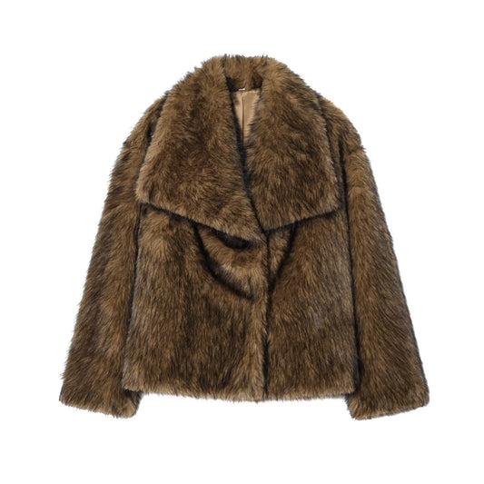 Greta | Winter Brown Faux Fur Coat