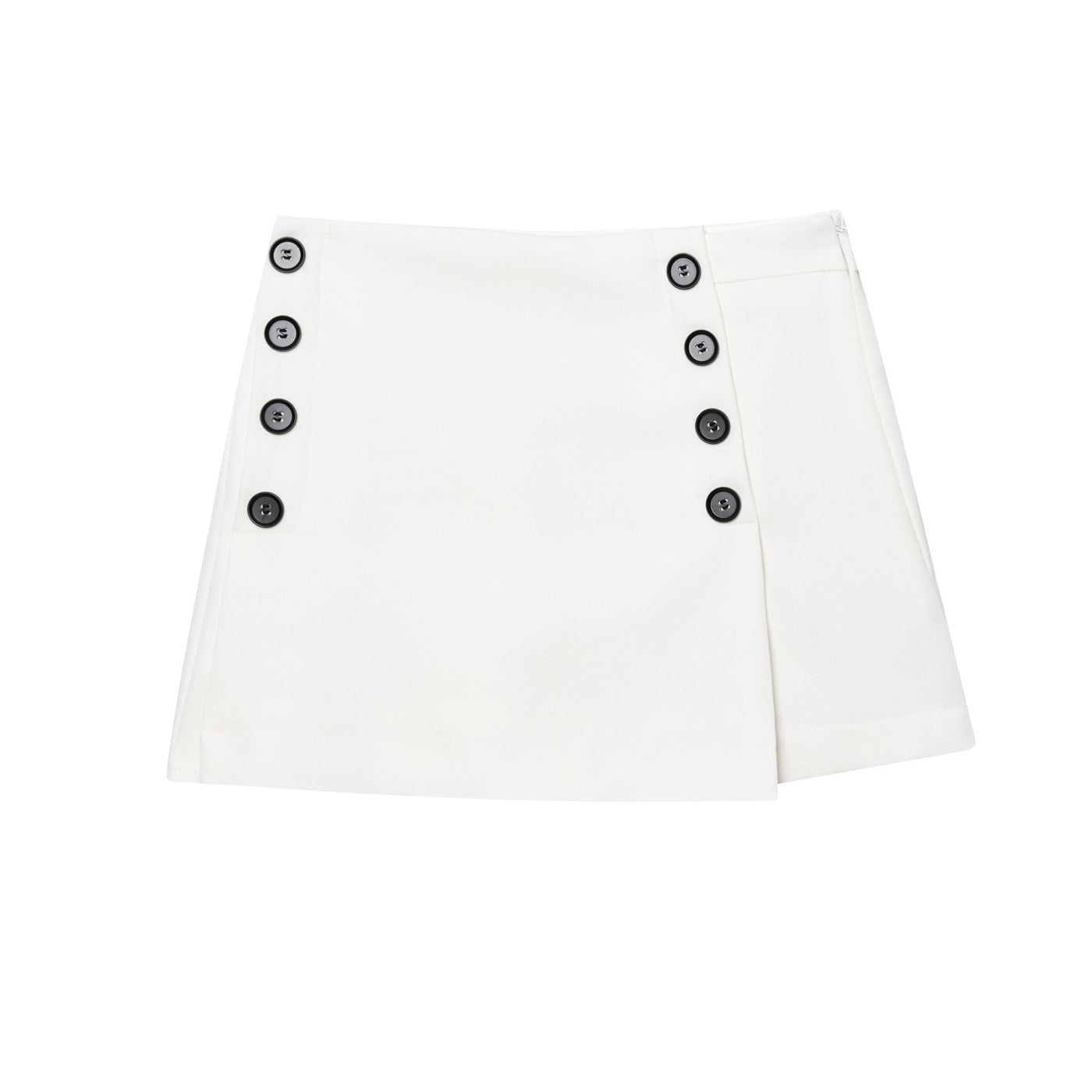 Maisie | Wrap-Front Double Button A-Line Tailored Shorts