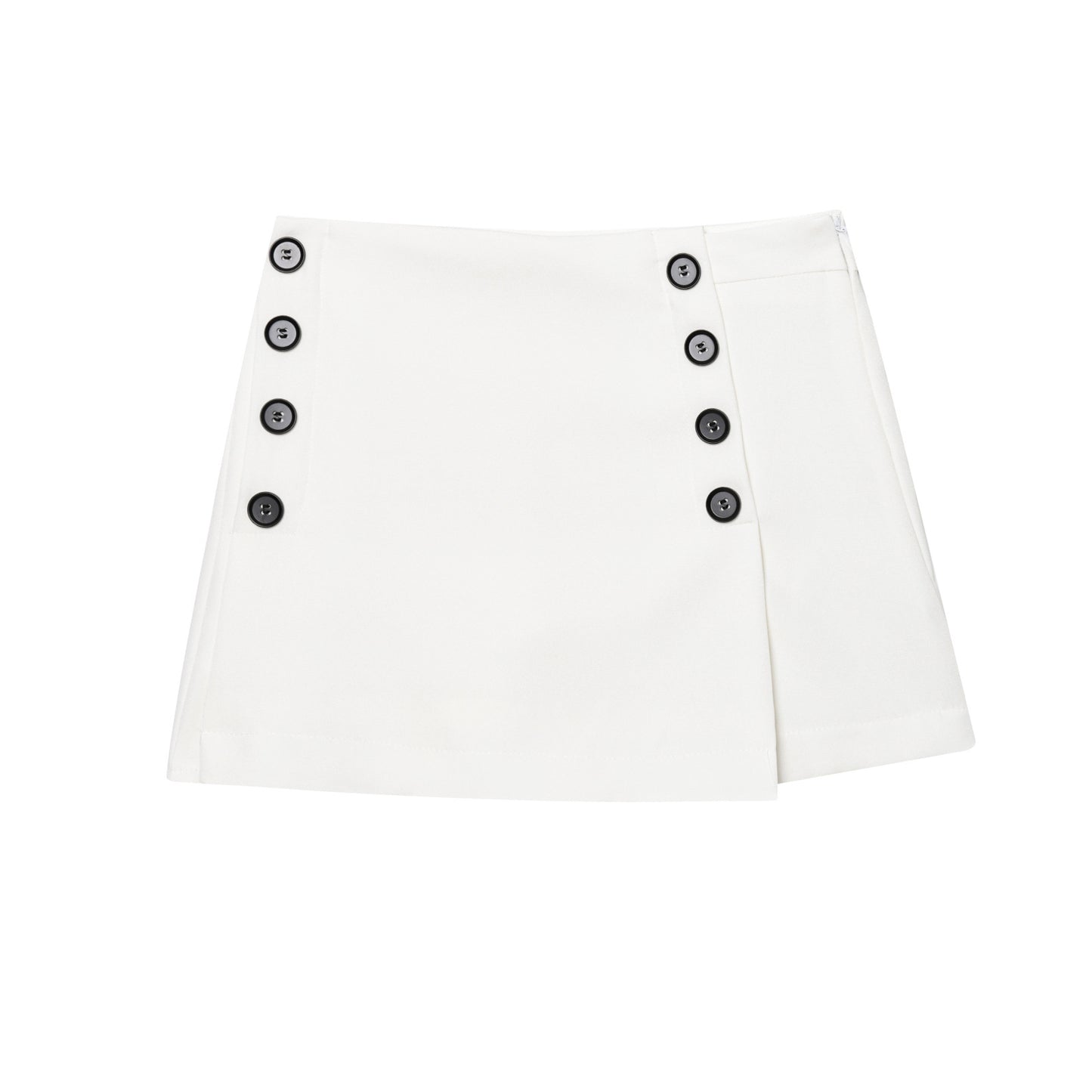 Alma | Navy Tailored Shorts High Waisted Button Detail Mini