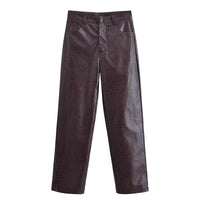 Maisie | Croc Embossed Faux Leather Jacket Trousers Set