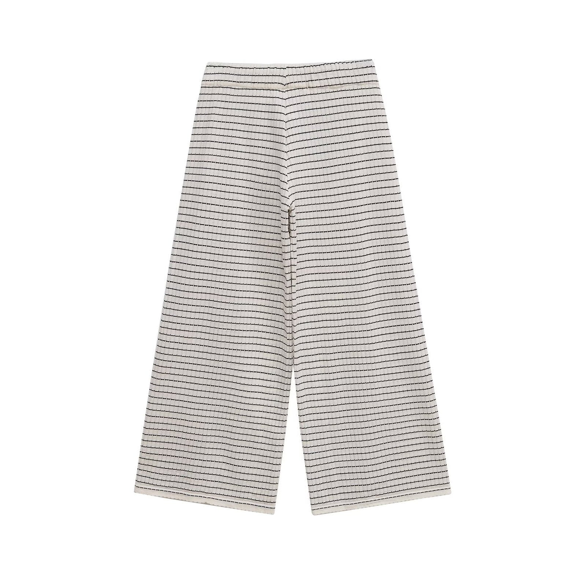 Naomi | Stripe Drawstring Ribbed Knit Wide-Leg Trousers in Cream