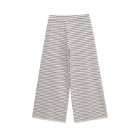 Naomi | Stripe Drawstring Ribbed Knit Wide-Leg Trousers in Cream