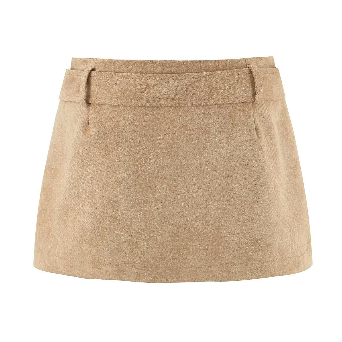 Edith | Faux Suede Belted Mini Skirt