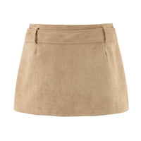 Edith | Faux Suede Belted Mini Skirt
