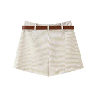 Zara | High-Waist Vertical Stripe Tailored Shorts with Belt