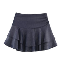 Tamara | Denim Tiered Ruffle High-Waisted Mini Skirt