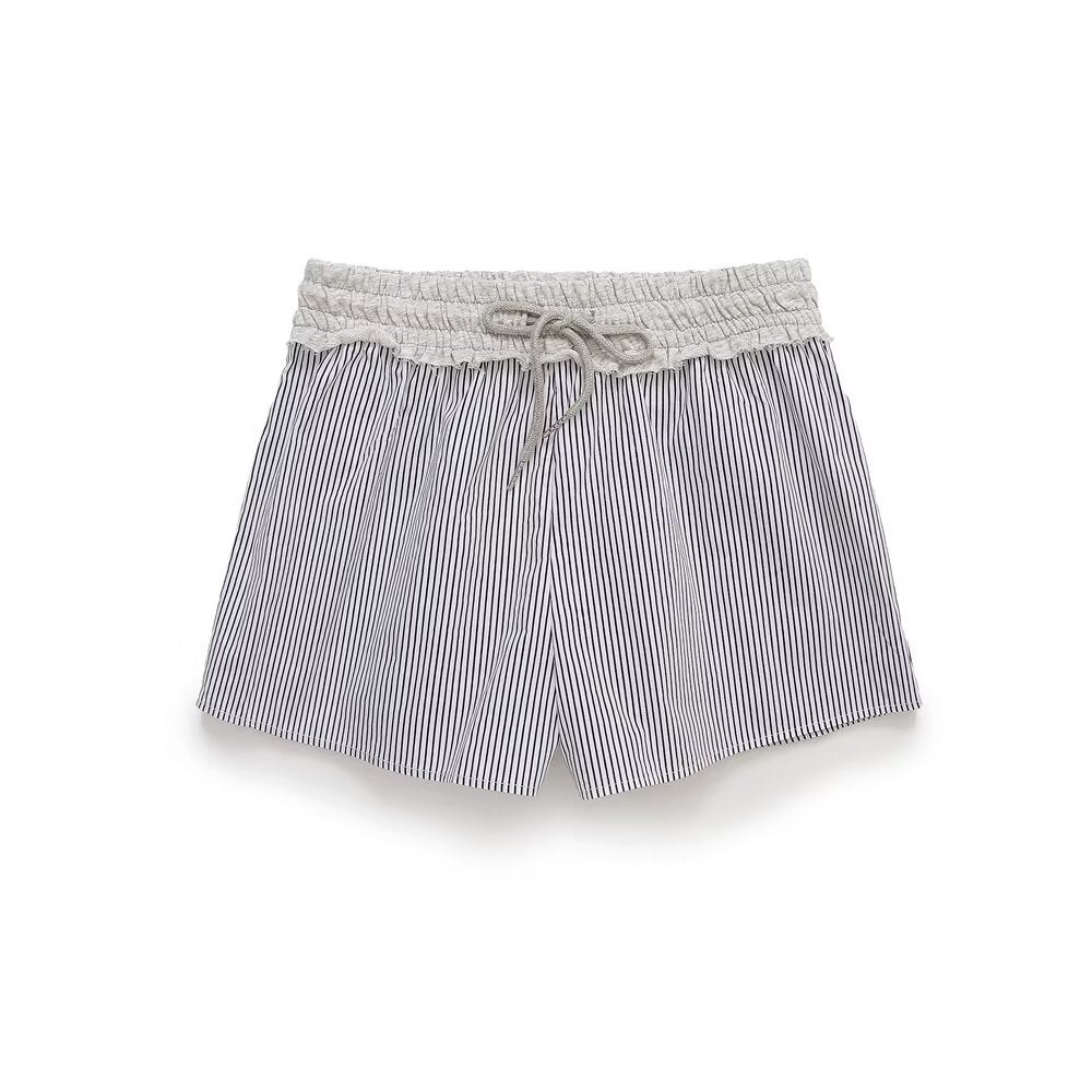Stella | Striped Relaxed Drawstring Linen Shorts