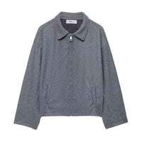 Isla | Casual Grey Fleece Jacket Zip Up Collared Oversized