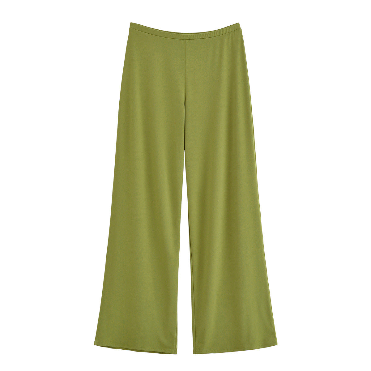 Eloise | High-Waist Pull-On Flowing Wide-Leg Jersey Trousers in Green