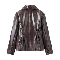 Imogen | Structured Faux Leather Cropped Jacket