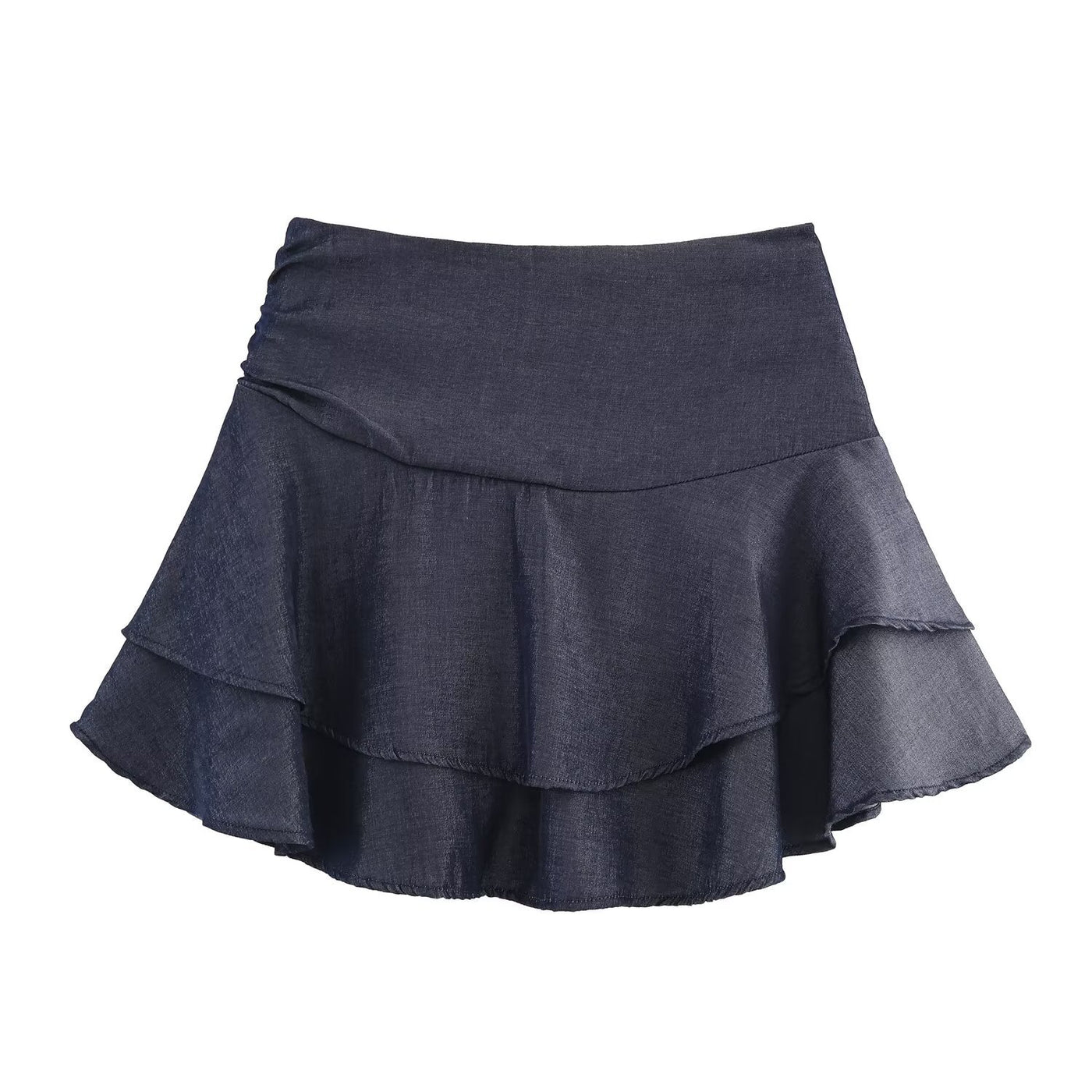 Tamara | Denim Tiered Ruffle High-Waisted Mini Skirt