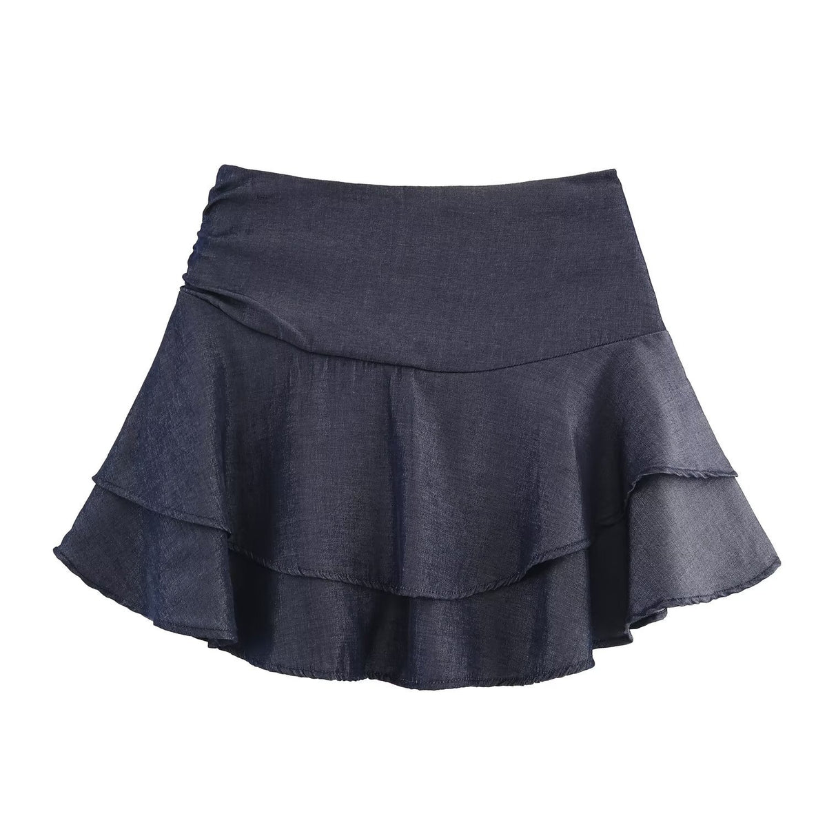 Tamara | Denim Tiered Ruffle High-Waisted Mini Skirt