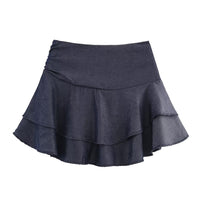 Tamara | Denim Tiered Ruffle High-Waisted Mini Skirt