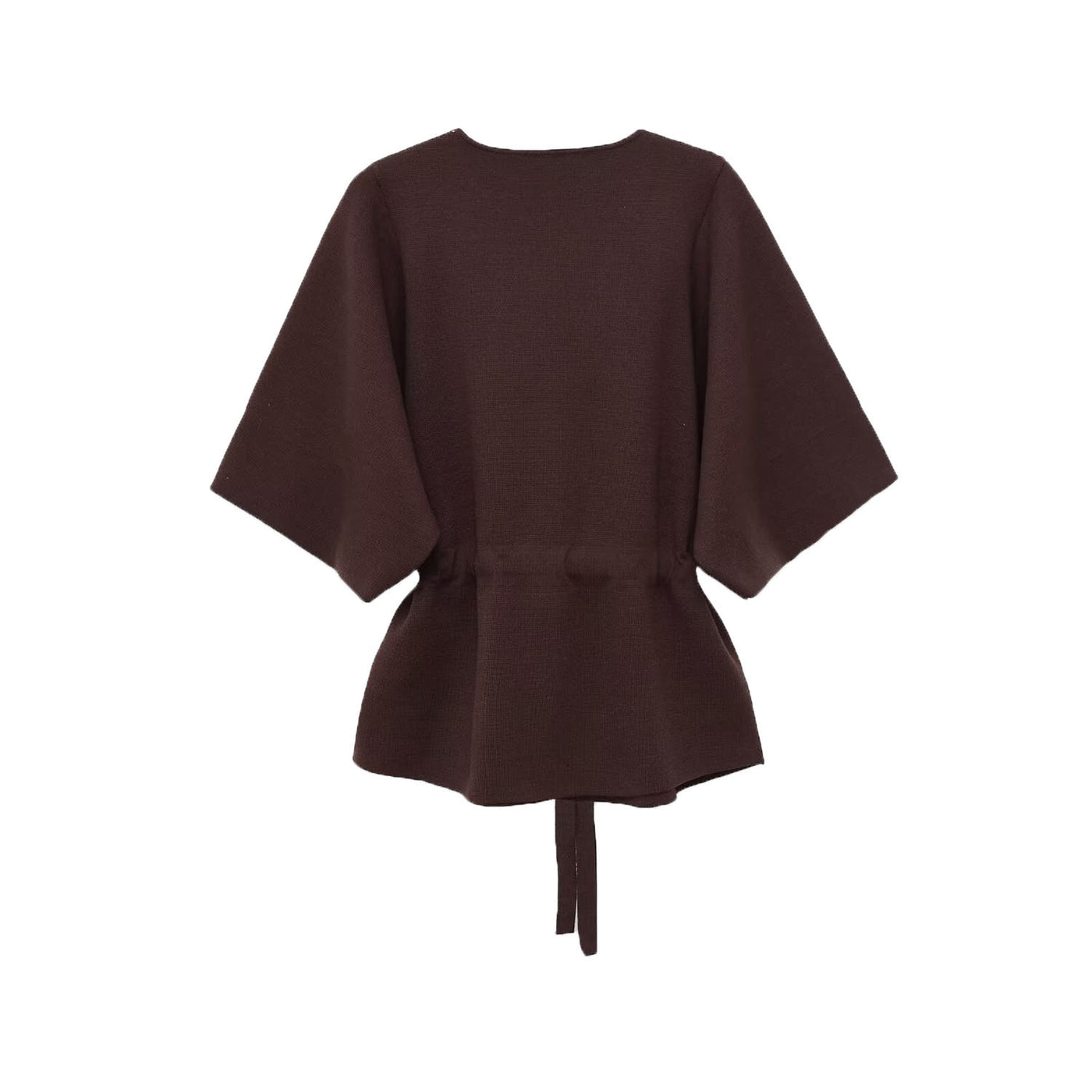 Alice | Drawstring Waist Wide Dolman Sleeve Ribbed Knit Peplum Top