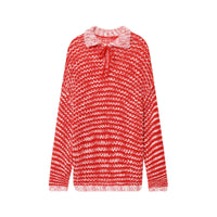 Edith | Crochet Polo Top in Red