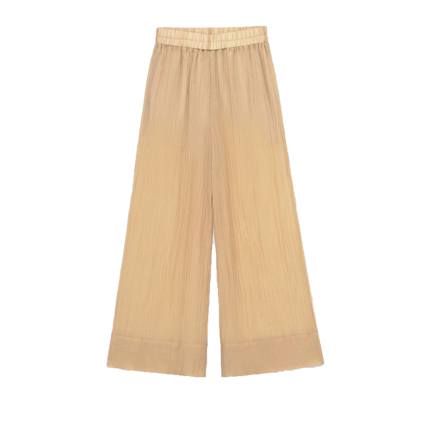 Tamara | Elasticated High-Waist Wide-Leg Linen Trousers in Cream