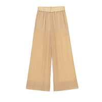 Tamara | Elasticated High-Waist Wide-Leg Linen Trousers in Cream