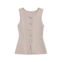 Cara | Button-Front Tailored Sleeveless Vest Top