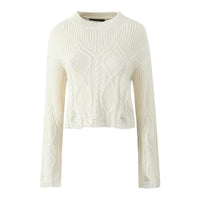 Ariella | Relaxed Cropped Distressed Cable Knit Top