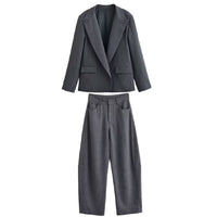 Sienna | Fine Stripe Weave Blazer Wide Leg Trouser Set