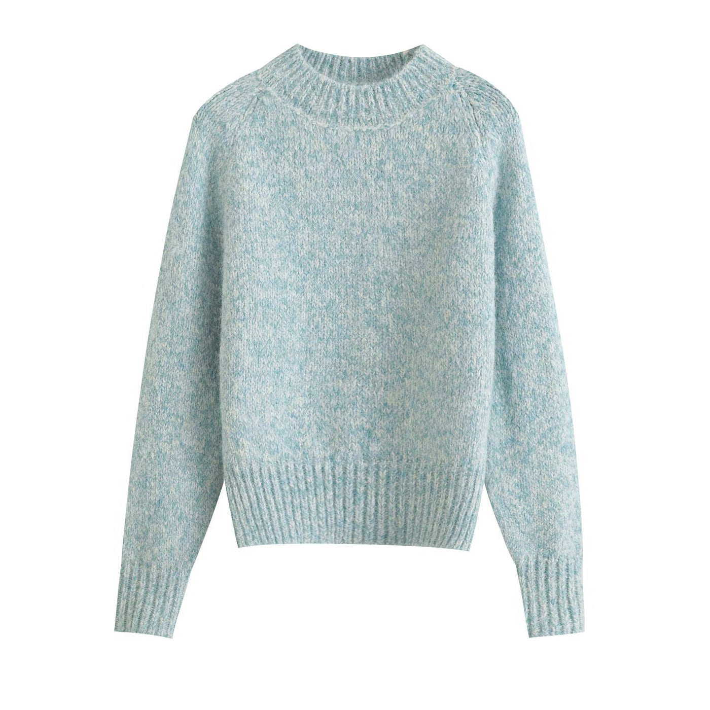 Amber | Marled Knit Crew Neck Raglan Sleeve Relaxed Top