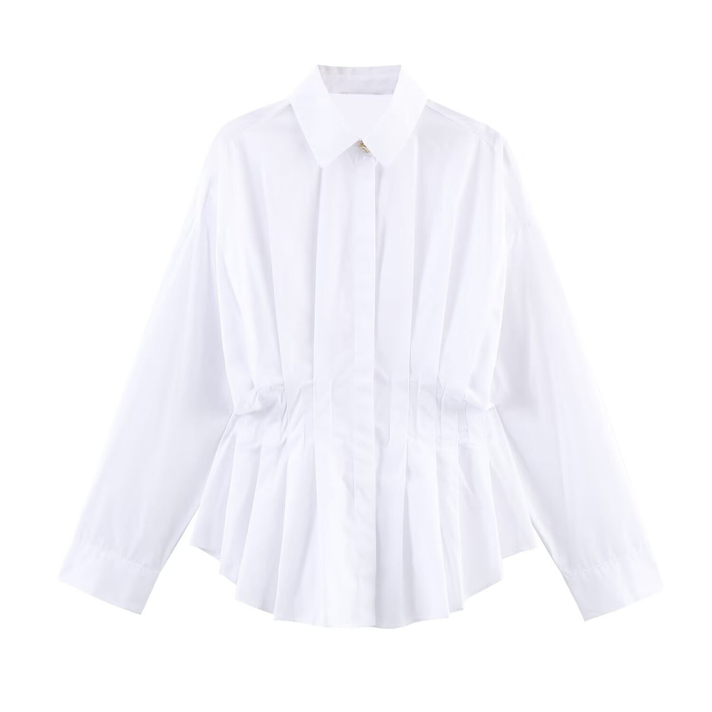 Alicia | Pleated Peplum Cotton Shirt