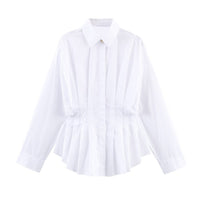 Alicia | Pleated Peplum Cotton Shirt