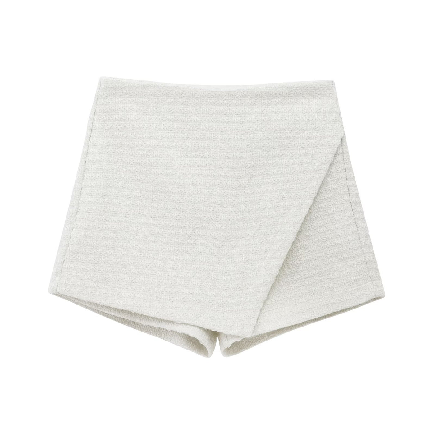 Jasmine | High-Waist Wrap-Front Textured Knit Shorts