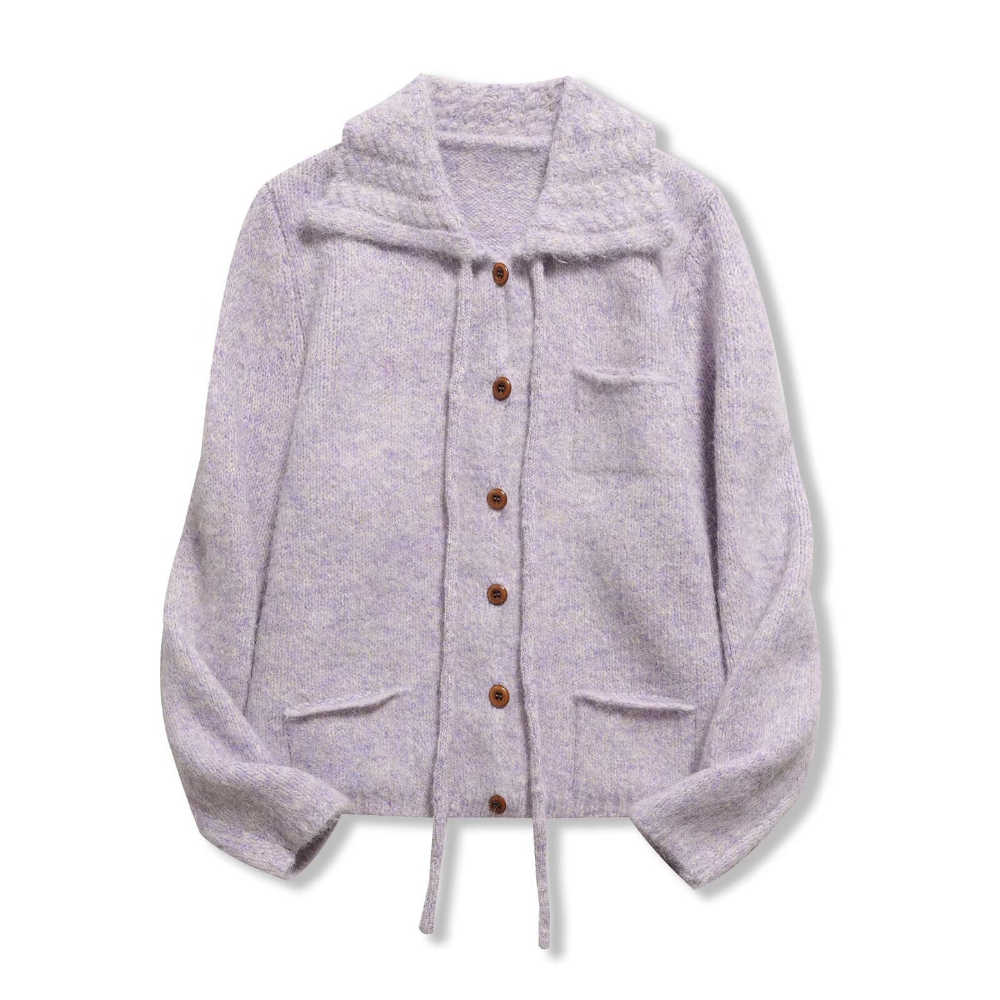 Nola | Casual Knitted Cardigan Brown Wool Hooded