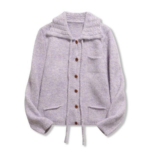 Nola | Casual Knitted Cardigan Brown Wool Hooded