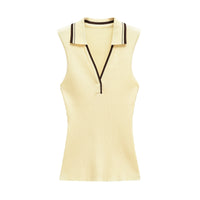 Polly | Polo Collar Ribbed Knit Top