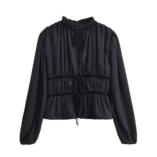 Esme | Elegant Tie Front Blouse Black