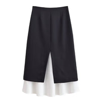 Lola | Contrast Hem A-Line Midi Skirt