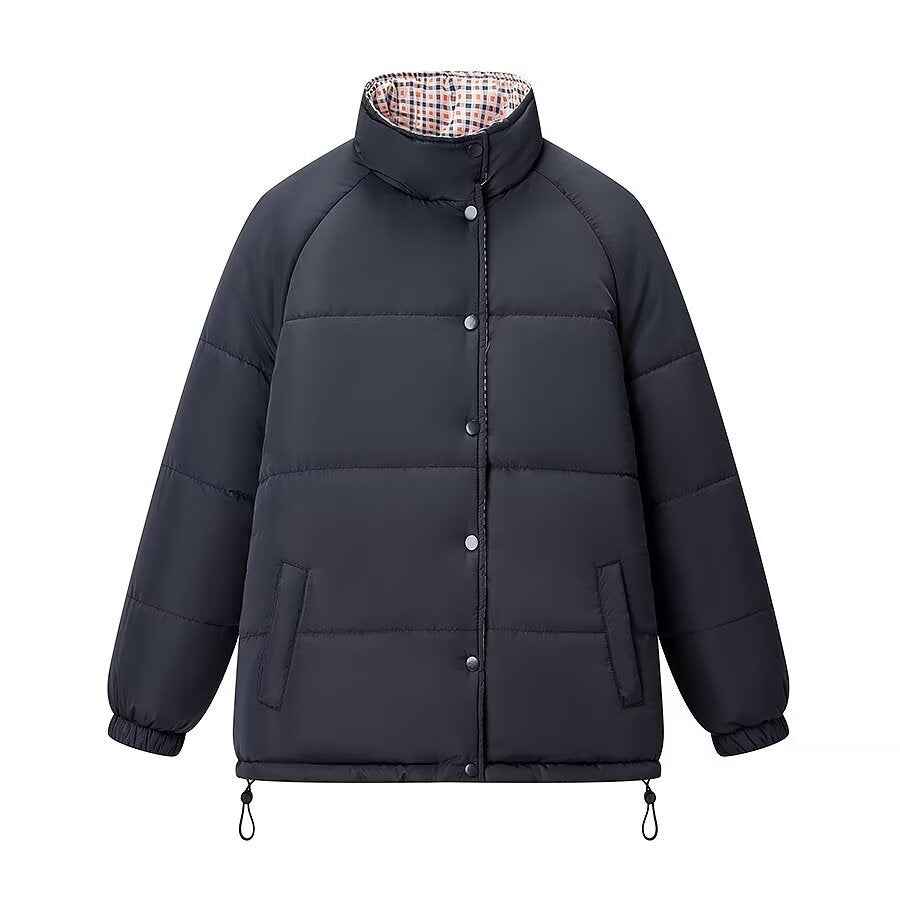 Orla | Casual Puffer Jacket Black Quilted Oversized Reversible