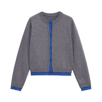 Margot | Contrast Button Placket Round Neck Cropped Cardigan