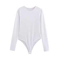 Bridget | Crew Neck Fitted Long Sleeve Jersey Top in White, Purple, Brown and Black