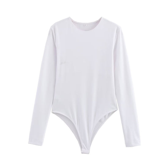 Etta | Long Sleeve Crop Top White Bodysuit Fitted