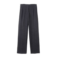 Verity | High-Waist Vertical Seam Wide-Leg Jersey Trousers in Charcoal